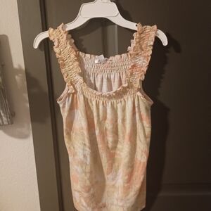 LC Lauren Conrad Peach and Cream Ruffled Top